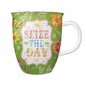 Studio Oh! Ceramic Mug, Seize the Day by Katie Daisy, Multicolor